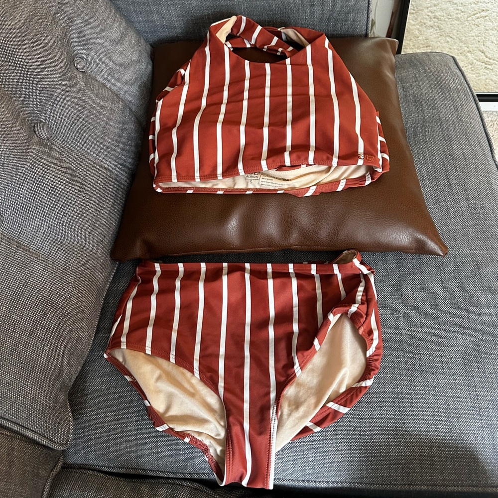 Albion Fit striped swim suit